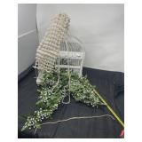 Birdcage with floral decor and pearls like