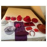 Red Hatters, hats, purses, purple, scarves,