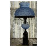 32.5 inch blue frosted Fenton Poppy pattern table