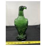 Vintage green glass eagle decanter.