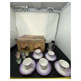 Epiag Tea Cuisinart and saucers,  floral keepsake