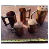 Copper cups salt and pepper shakers