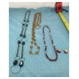 Glass beaded necklaces, clip on earrings, black