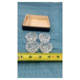 vintage Bohemia glass salt cellars with spoons.