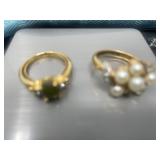 Avon gold-tone faux pearl and rhinestone floral
