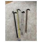 Canes including carved wood duck handle cane.