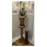 Wood plant stand, candle holder and artificial