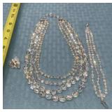 1950's Vintage Aurora Borealis Glass bead 4 row