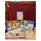 Two jumbo foam block sets, Monopoly, Nativity