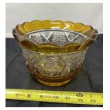 Bohemian amber cut glass bowl.