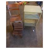 School chair, fold up child chair, wooden, and a
