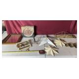 Decorations, including stars, bells, shelves, a