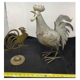 Rooster decor, metal and brass