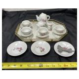 Made in China mini tea set with glass tray.