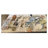 Kitchenware, steak, knives, corn holders, butter,