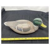 14 inch mallard wooden duck signed on bottom