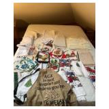 New potholders towels, Christmas towels, linens,