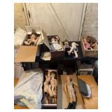 All dolls and tote with lid.