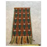 Hand woven textile wall hanging.