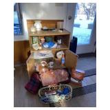 Wood cabinet on wheels and all contents on and in