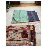 Crown Crafts cat throw, floral throw, green