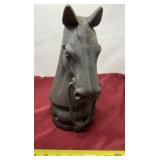 Cast iron horse head hitching post topper.
