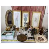 Candles, pictures, mirror, collector  plate and