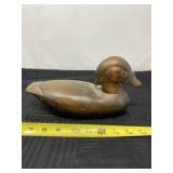 Hand carver wooden duck with glass eyes.