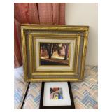 Moody trees framed picture with framed sketch