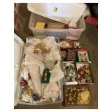 Two totes with lids of Christmas, mainly