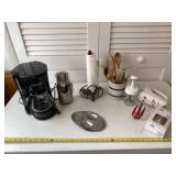 Kitchen Aid grinder, coffee maker, paper towel