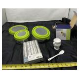 Anchor Hocking bowls and lids, new napkins and