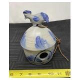 Rowe Pottery salt glazed hanging birdhouse.