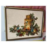 Quail embroidery wall art