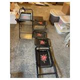 Two TV trays with two extra trays and a bed tray
