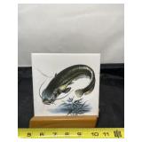 Czechoslovakia Calibrage catfish tile with stand.