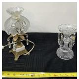 Crystal and brass accent lamp with marble base