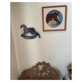 Crosstitch  mare with foal wooden rocking horse