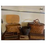 Two picnic baskets and nice wooden basket,