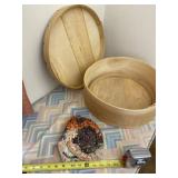 Dufeckï¿½s hat box and hand made beaded hat .