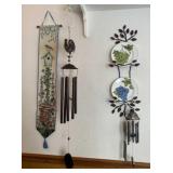 All wind chimes, grape plate decor and bird