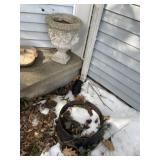 Concrete chair of planter with cast-iron planter