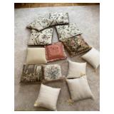 Thirteen decor pillows.