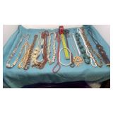 Collection of shells, macramï¿½ beaded necklaces