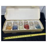 Vintage iridescent glasses tumblers with gold trim