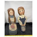 Hand painted country folk art dolls.
