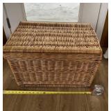 Wicker basket with handles.
