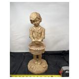 17 inch woman holding basket ceramic decor.