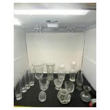 All glass vases , candy dishes and paperweight.