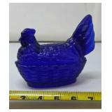 Cobalt Blue Hen On A Nest
